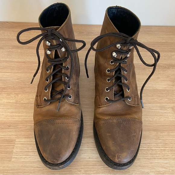 Thursday Women’s Captain Brown Leather Lace Up Combat Western Boots Size 6.5 - Picture 4 of 10
